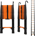 Telescoping Ladder 10.5 FT Aluminum with 2 Detachable Roof Hooks and 2 Triangle Stabilizers R80278