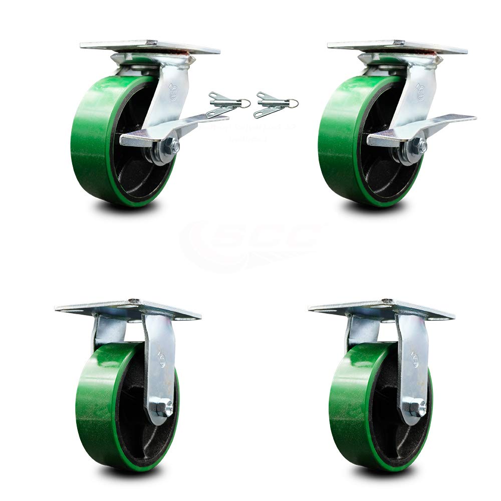 Pack of 2 Swivel Caster with 8 x 2 Green Wheel N436