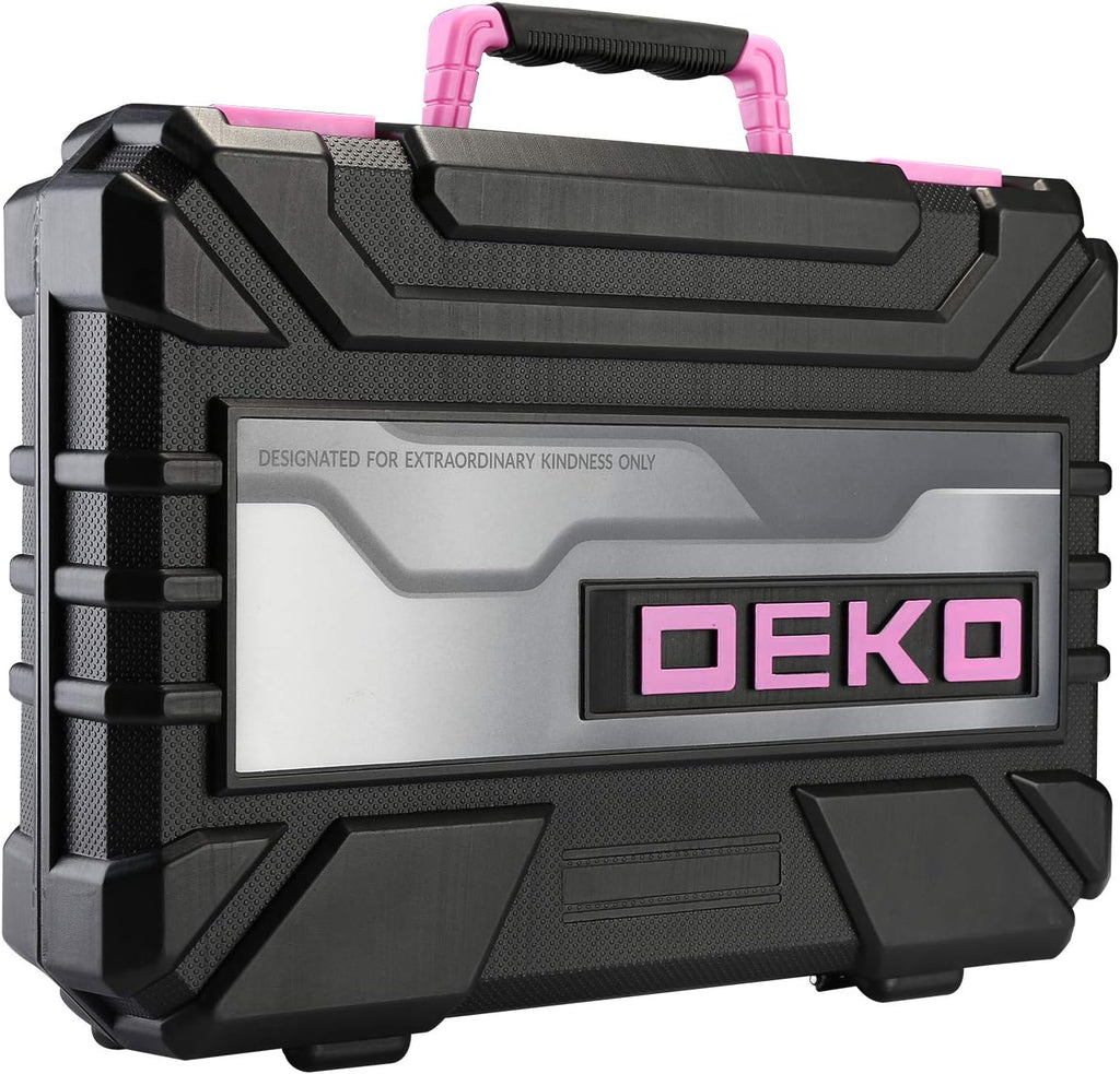 98 Piece Pink Hand Tool Set with Plastic Toolbox Storage Case U9122