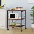 Rustic Brown 3 Tier Rolling Kitchen Cart with Storage Y9076