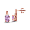 10K Rose Gold Pink Amethyst & Diamond Oval Earrings O46615
