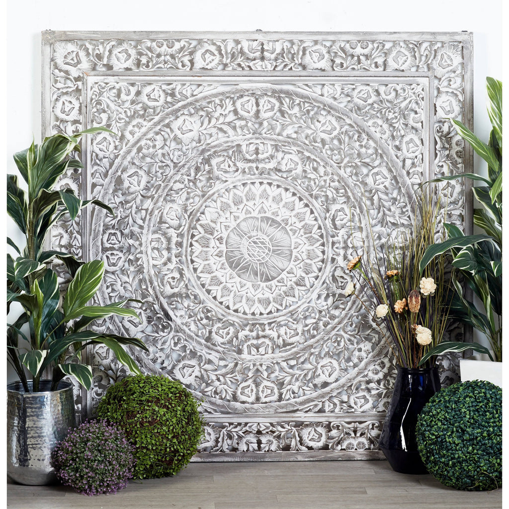 Ivory Wood Carved Wall Panel P7708