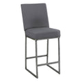 Dark Gray Metal Barstool with Faux Leather K55146