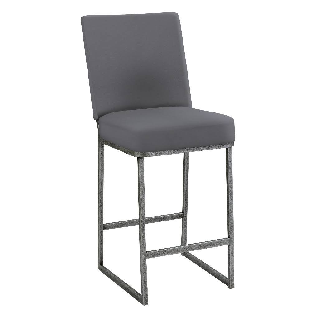 Dark Gray Metal Barstool with Faux Leather K55146