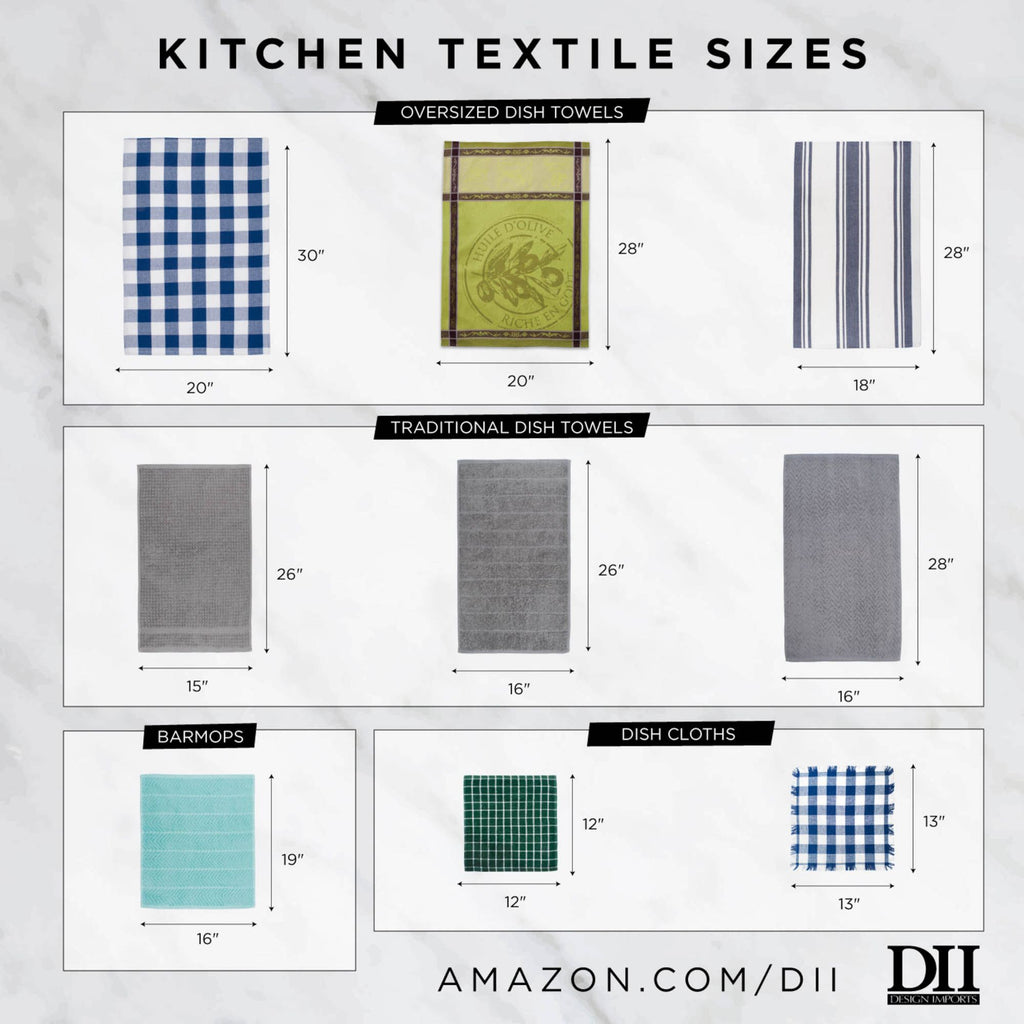 Set of 3 Aqua Blue and White Rectangular Dishtowels 18” x 28” M71667