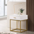 White One Drawer Dresser with Gold Legs O8904