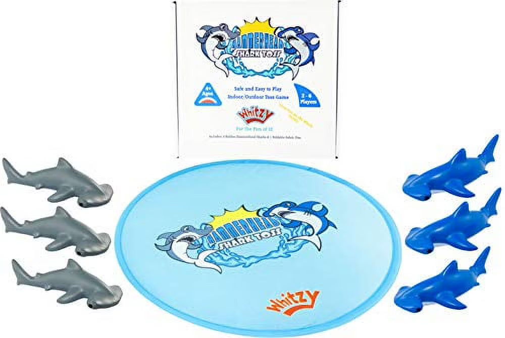 Hammerhead Shark Toss Game Set of 6 Foam Rubber Sharks with 1 Target Ring G1054