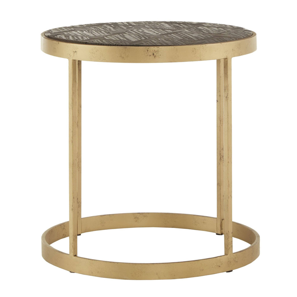 Antique Gold Finish Wood End Table R397207