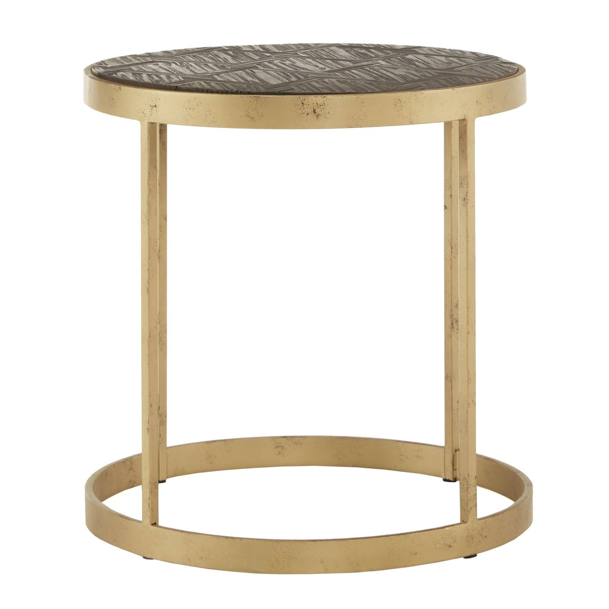 Antique Gold Finish Wood End Table R397207