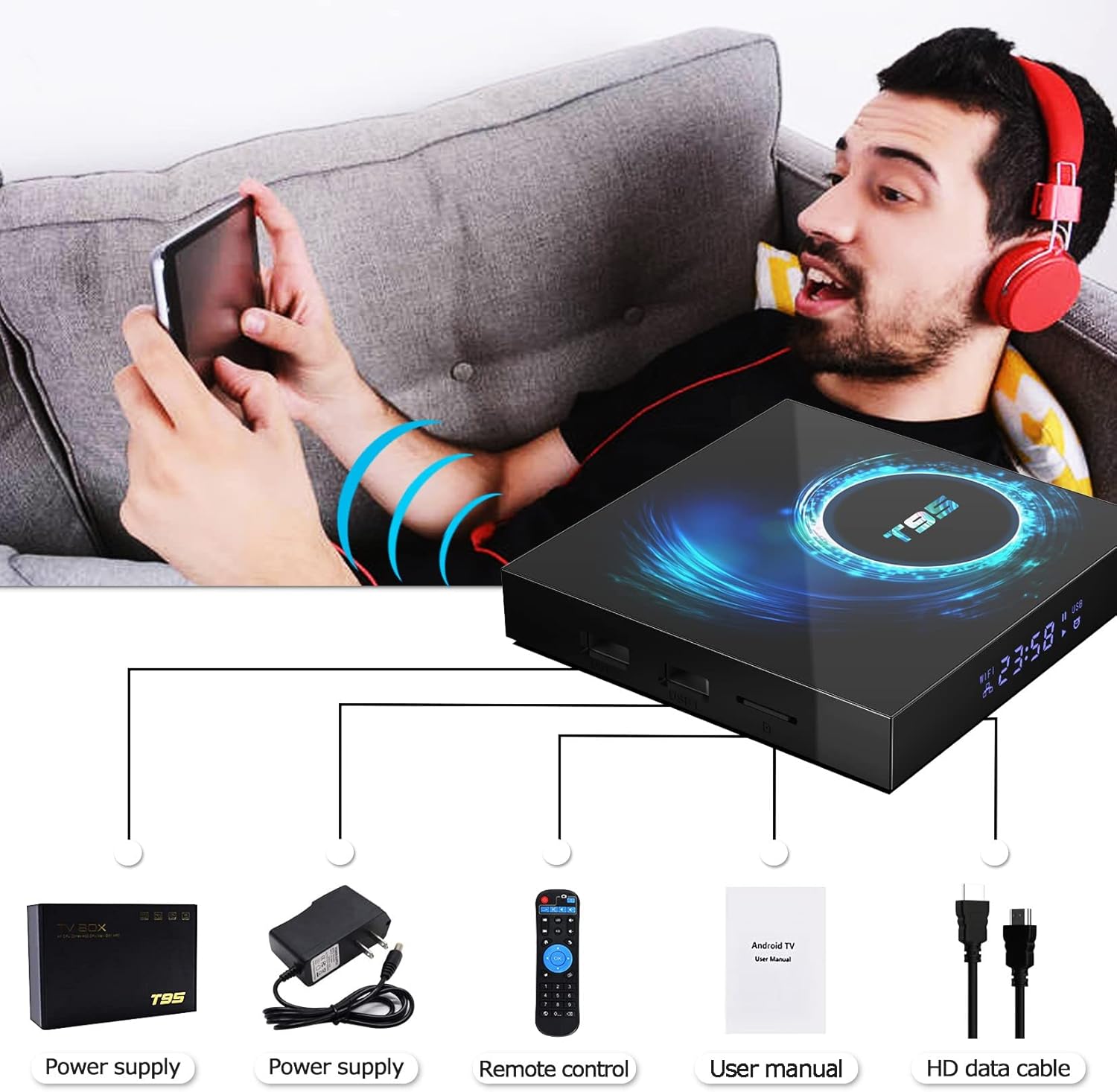 4GB RAM 128GB ROM Android TV Box Pack of 2 J34263