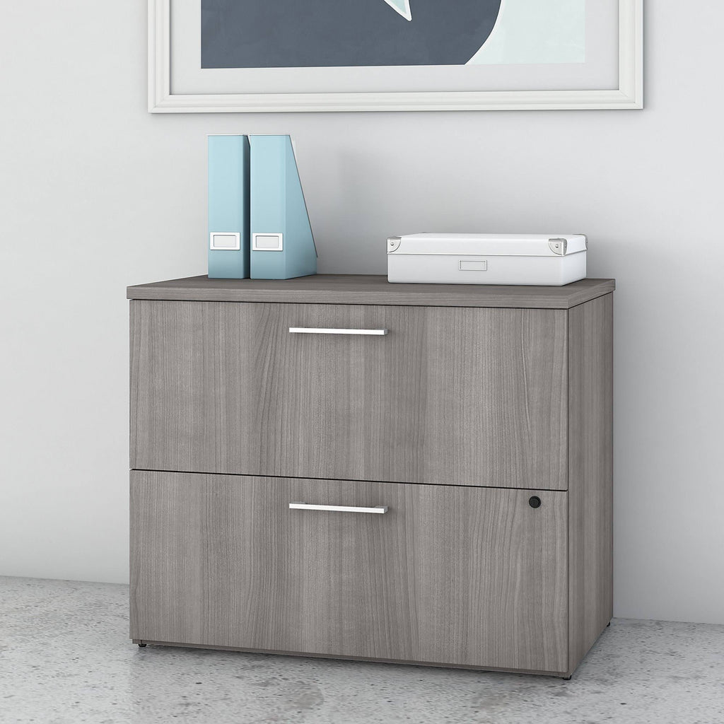 2 Drawer Lateral File Cabinet, 36W, Platinum Gray V42686