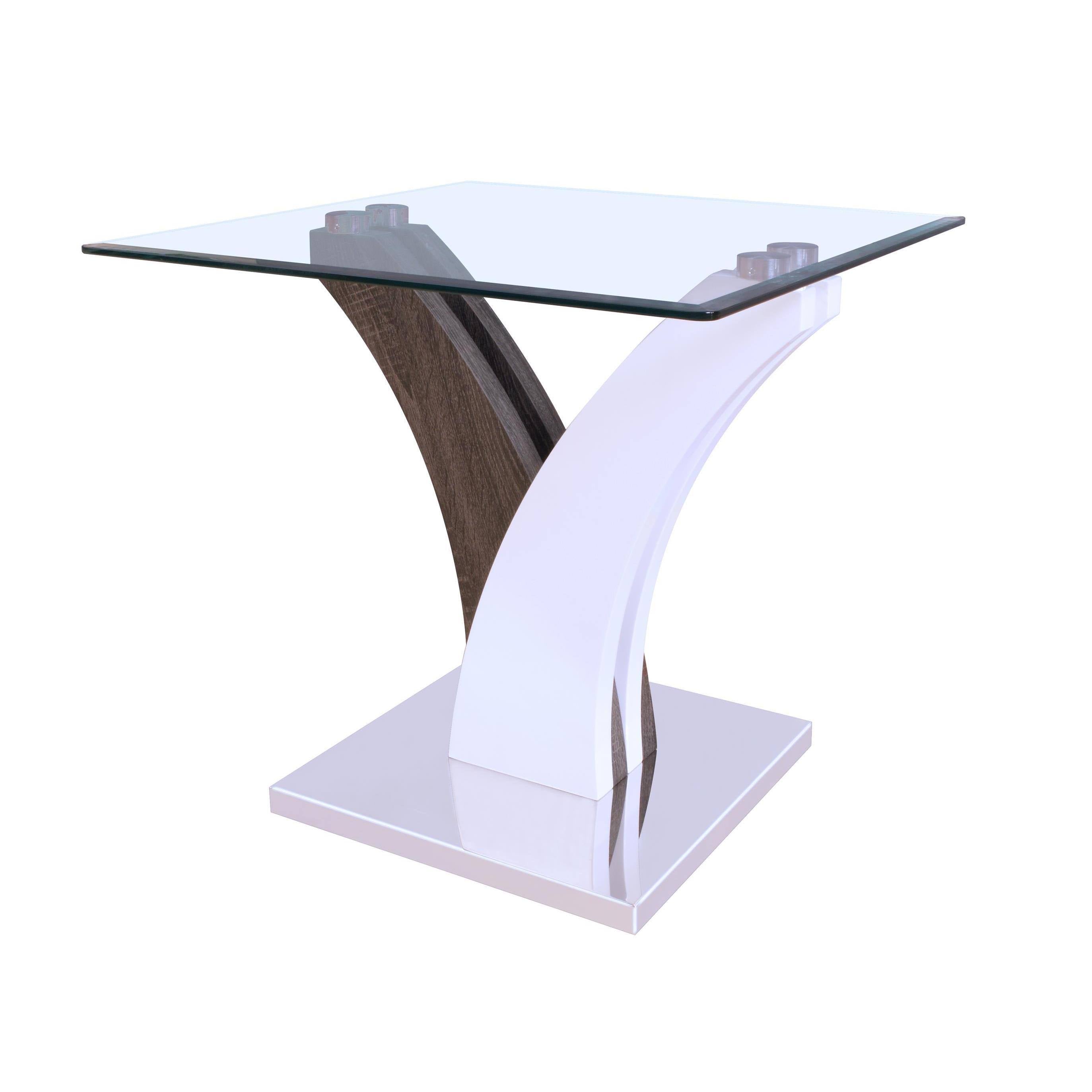 Clear Glass White Walnut Sofa Table A478