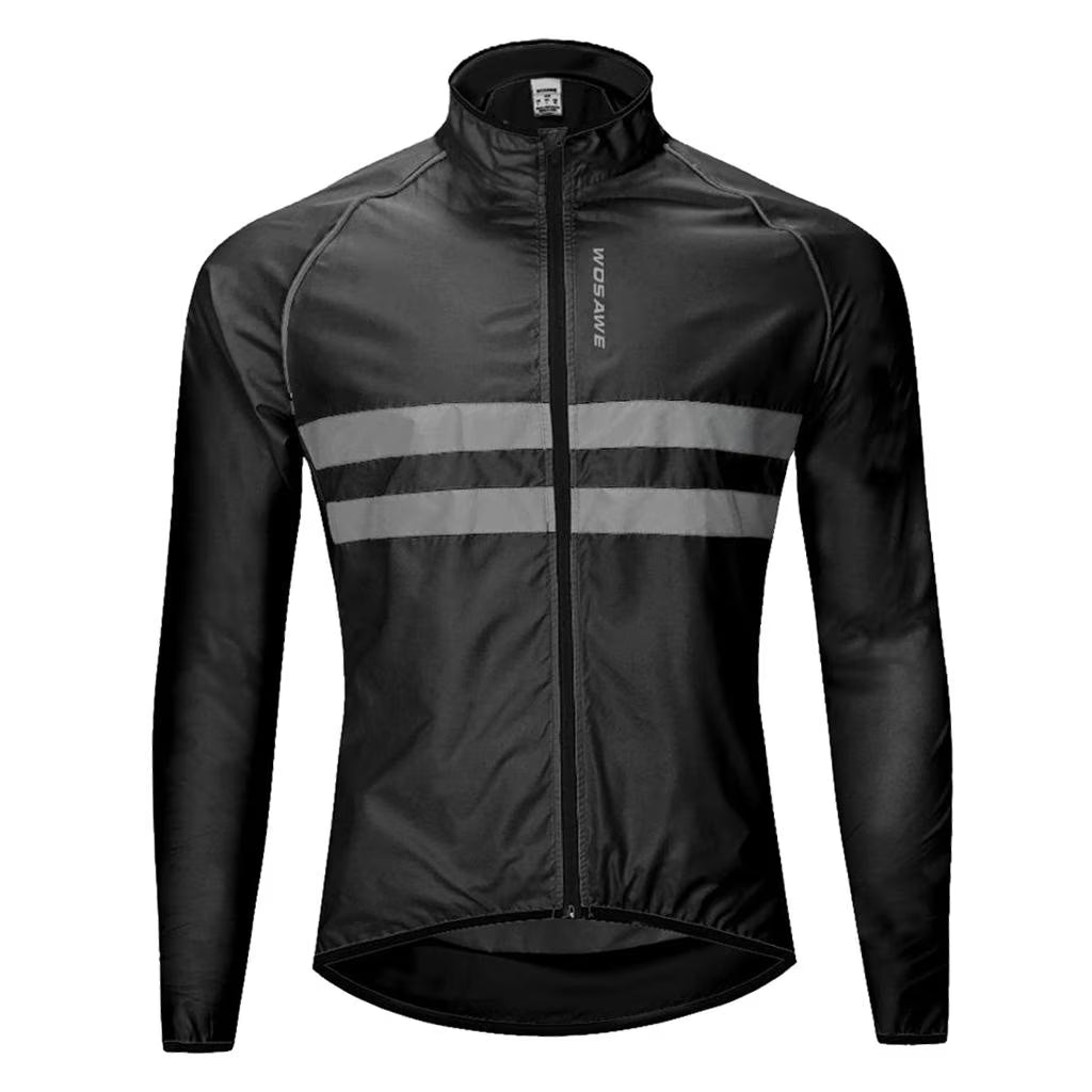 Black XXL Windproof Long-Sleeve Riding Jacket X2970