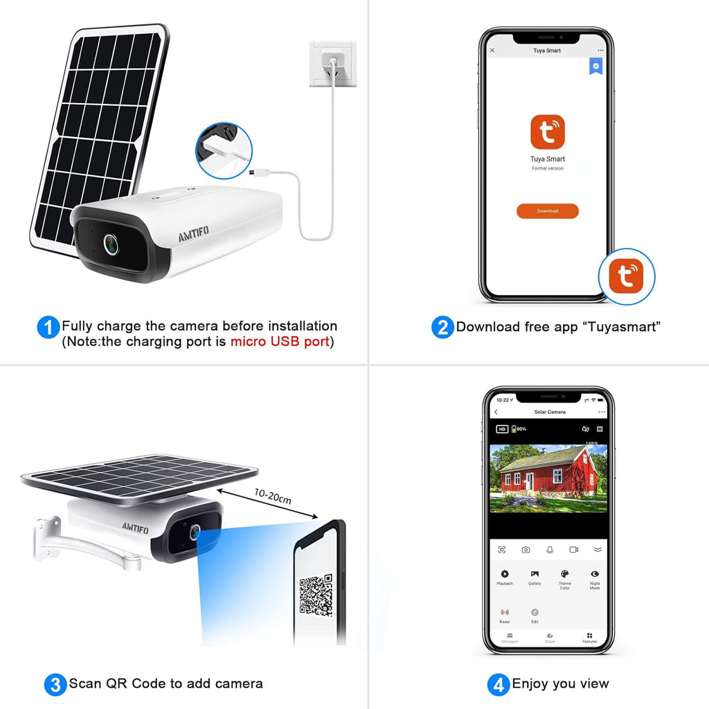 Wireless Outdoor Solar WiFi Surveillance Camera System with Two Way Audio and Night Vision W6118