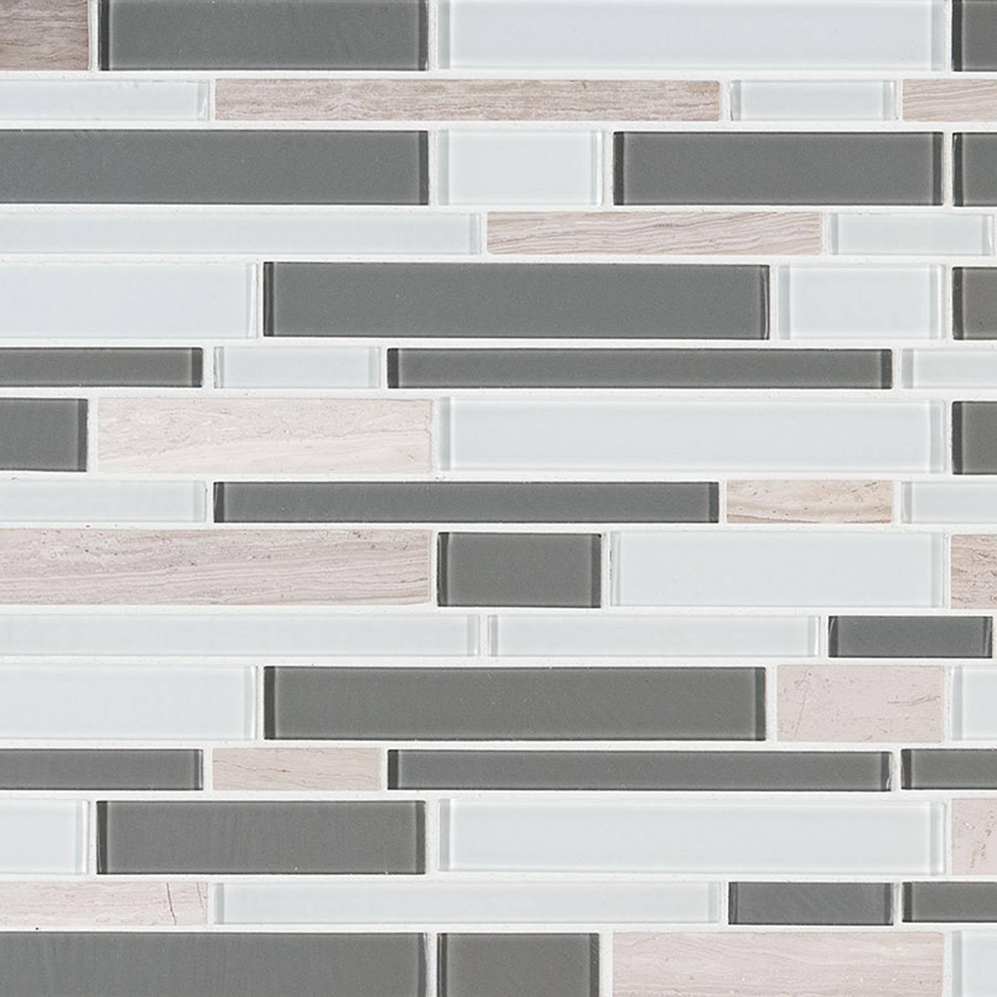 Gray Cliff 12x22 Glass Mosaic Sheet G1598