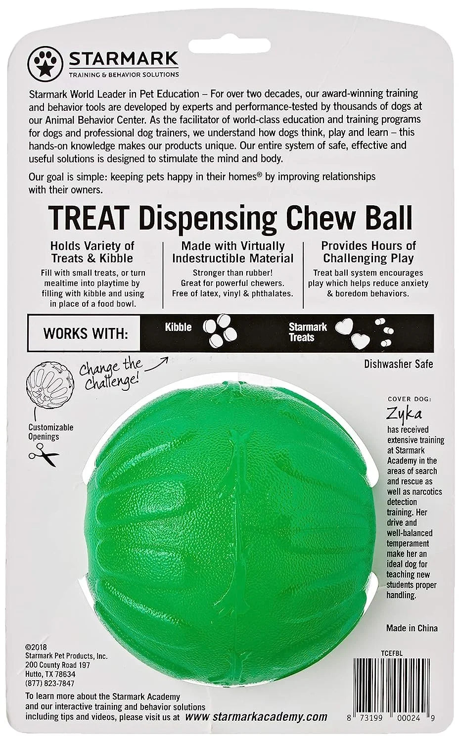 Large 4" Treat Dispensing Rubber Dog Toy U2236