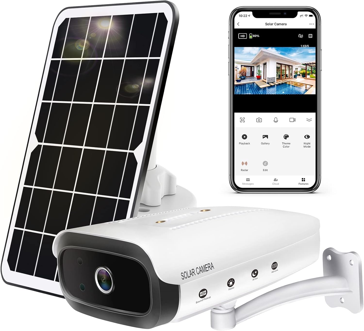 Wireless Outdoor Solar WiFi Surveillance Camera System with Two Way Audio and Night Vision W6118