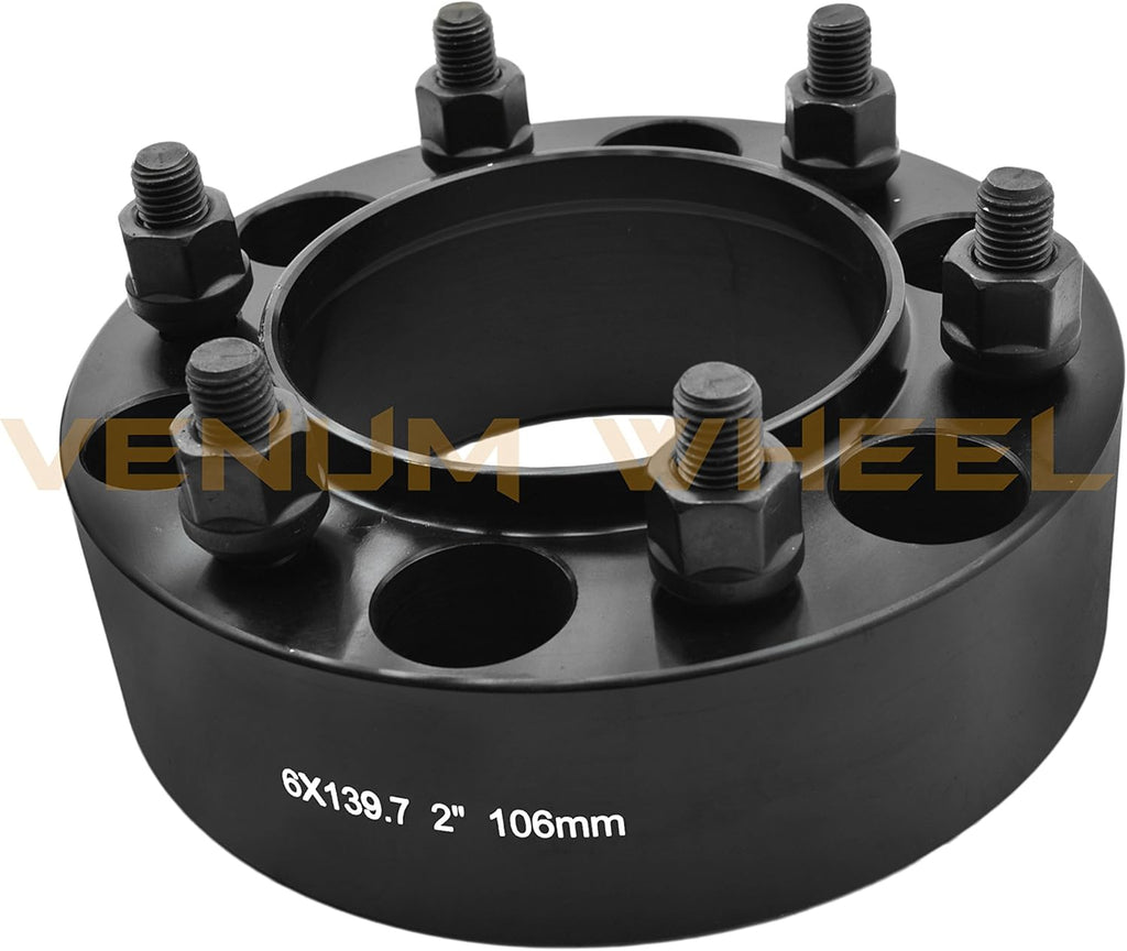 6x5.5 Black Hub Centric 2" Adapter 12x1.5 106mm Bore with 4 Wheel Security Locks A5793