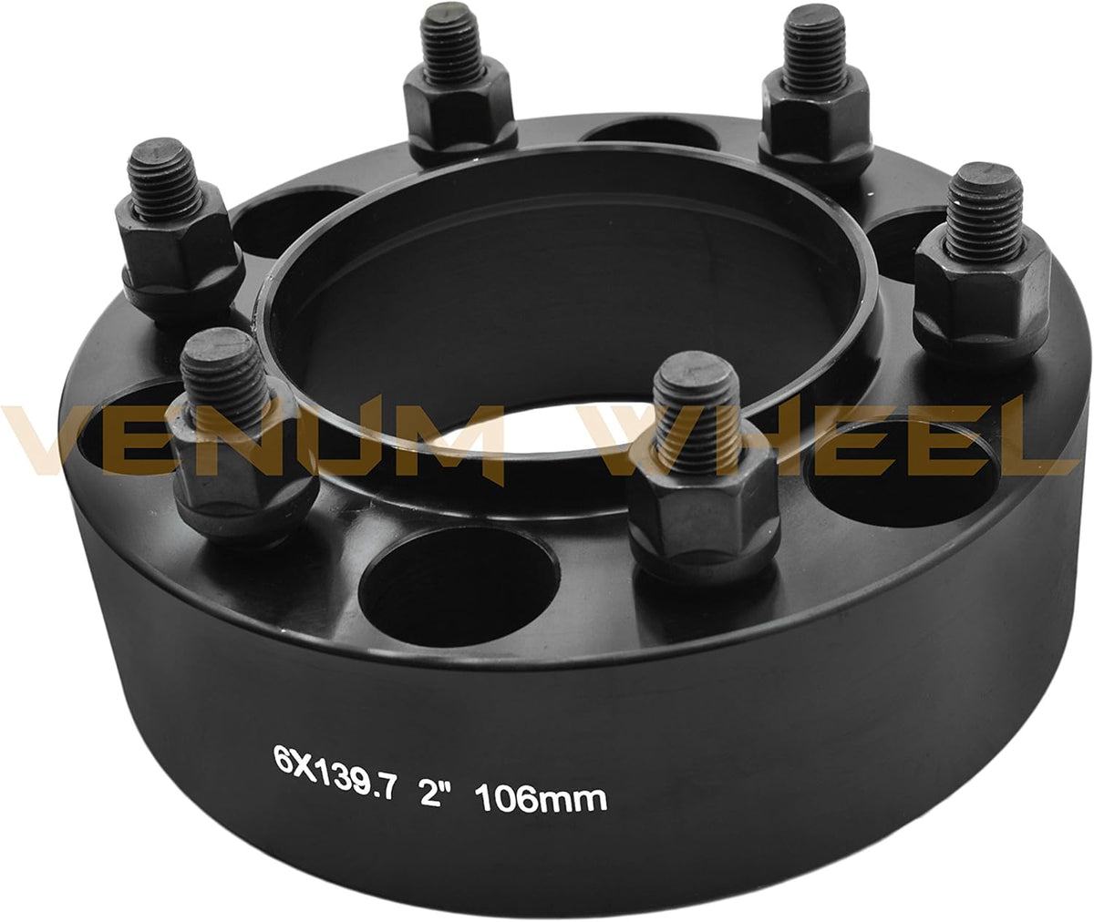 6x5.5 Black Hub Centric 2" Adapter 12x1.5 106mm Bore with 4 Wheel Security Locks A5793