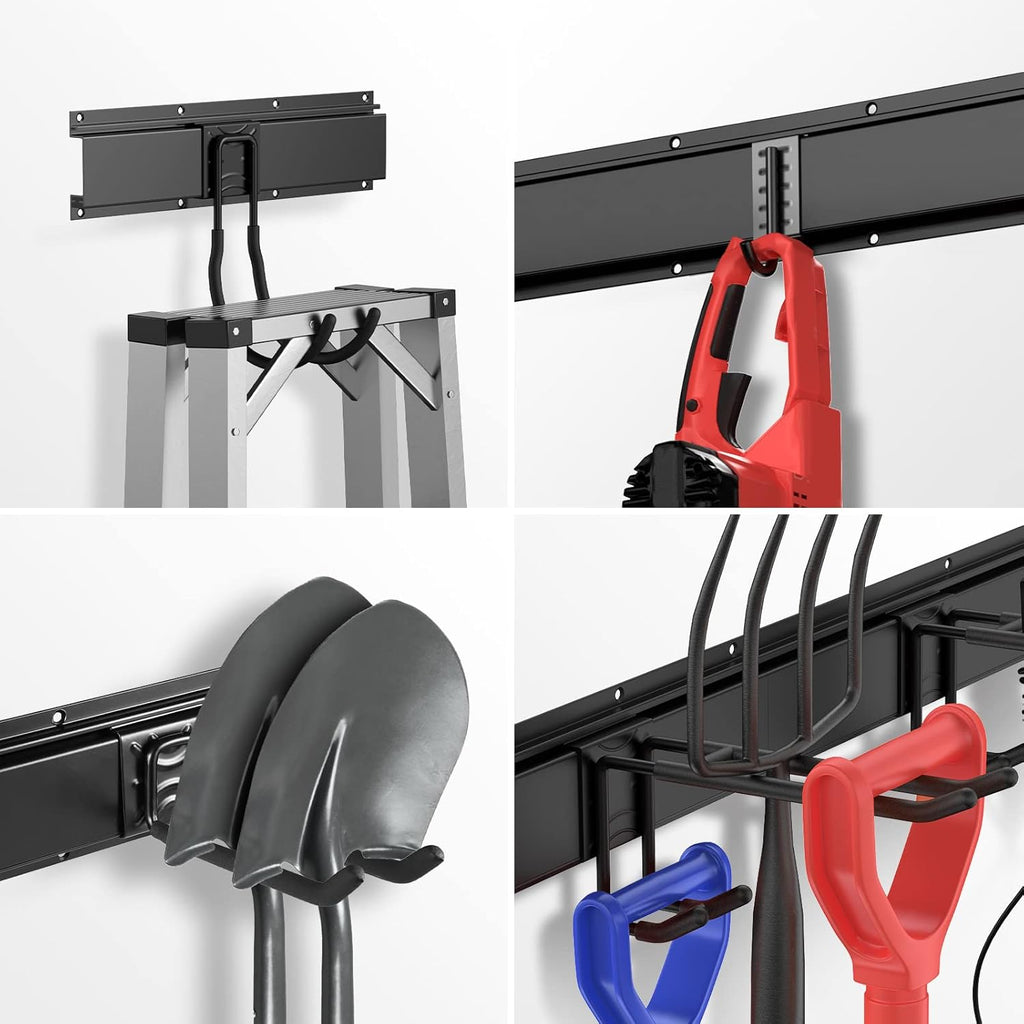 14 PCS Steel Garage Tool Organizer Wall Mounted with 10 Hooks J4460