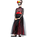 Lacy Day of the Dead Costume for Children, Size Medium, Includes a Dress, a Headpiece, a Mask, and a Belt Y276