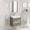 24 x 24 x 18 inch Oak Wood Bathroom Vanity Cabinet with Ceramic Top Sink I56128