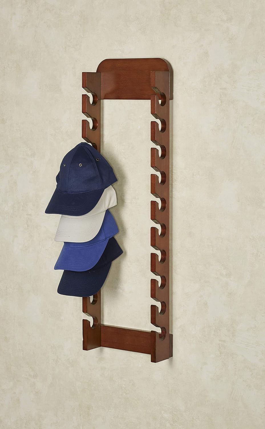 Wooden Cap Display Rack, Triple Rack 30 Hat Slots, Solid Wood, 20 Inches Width by 33 Inches High K1956
