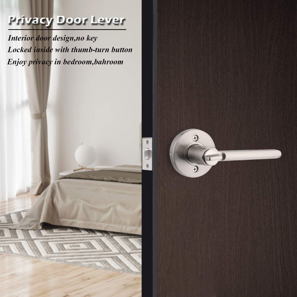 10 Pack Privacy Door Knobs in Satin Nickel J929169