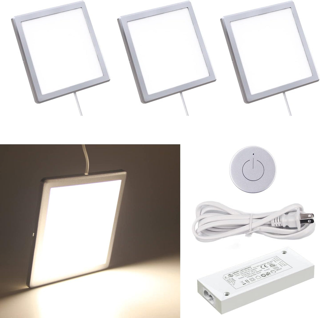 Round Black 4000K 3PCS Under Cabinet Puck Light with Wireless Dimmer Switch Z52024