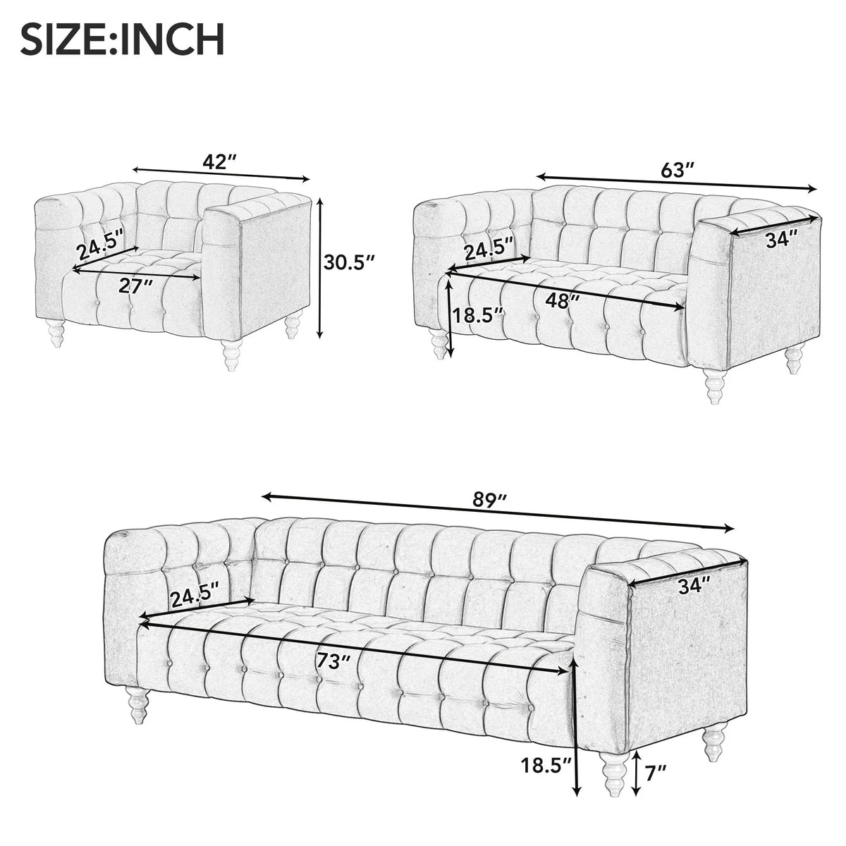 Modern Sofa with Solid Wood Legs U34134