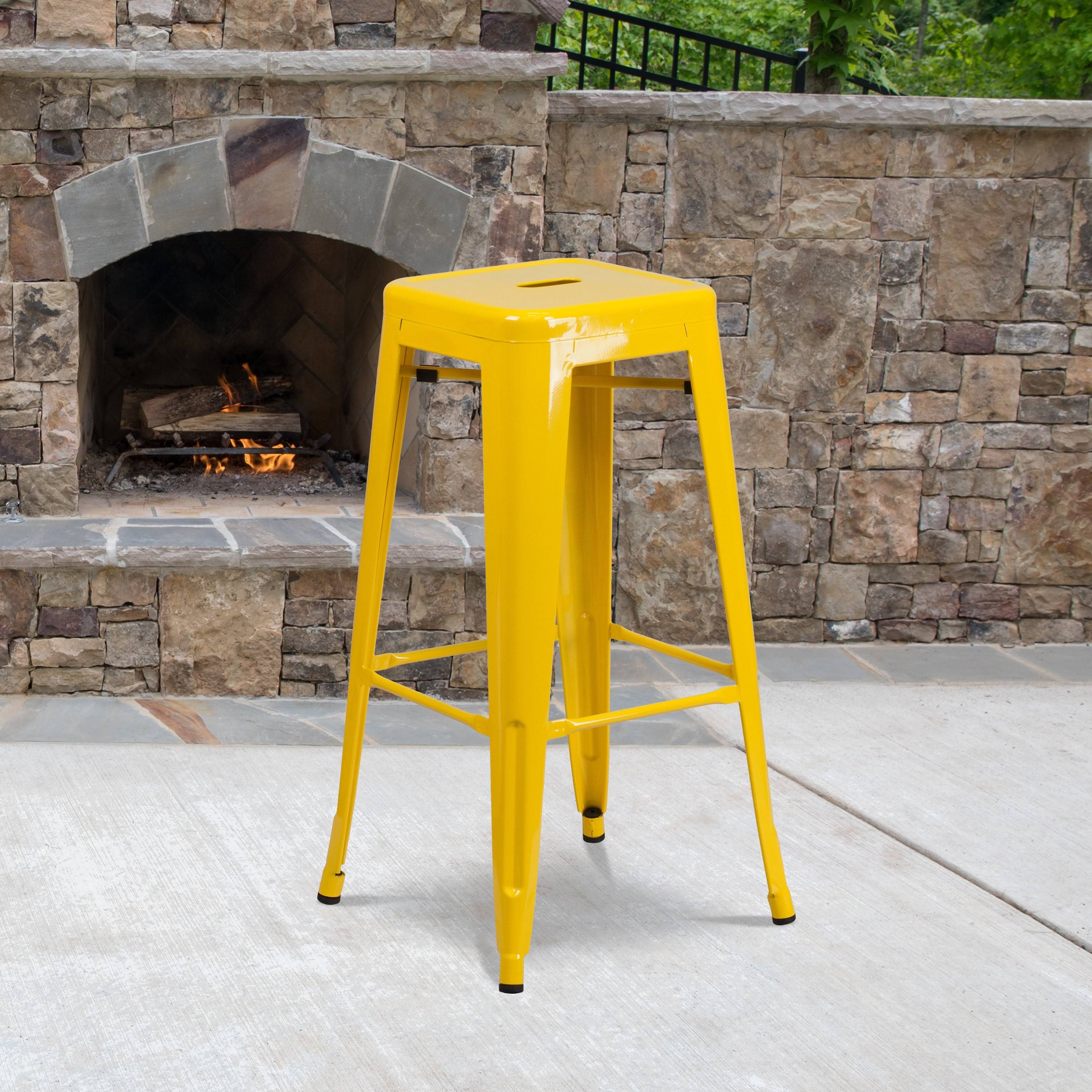 Yellow Backless Metal Barstool Y145740