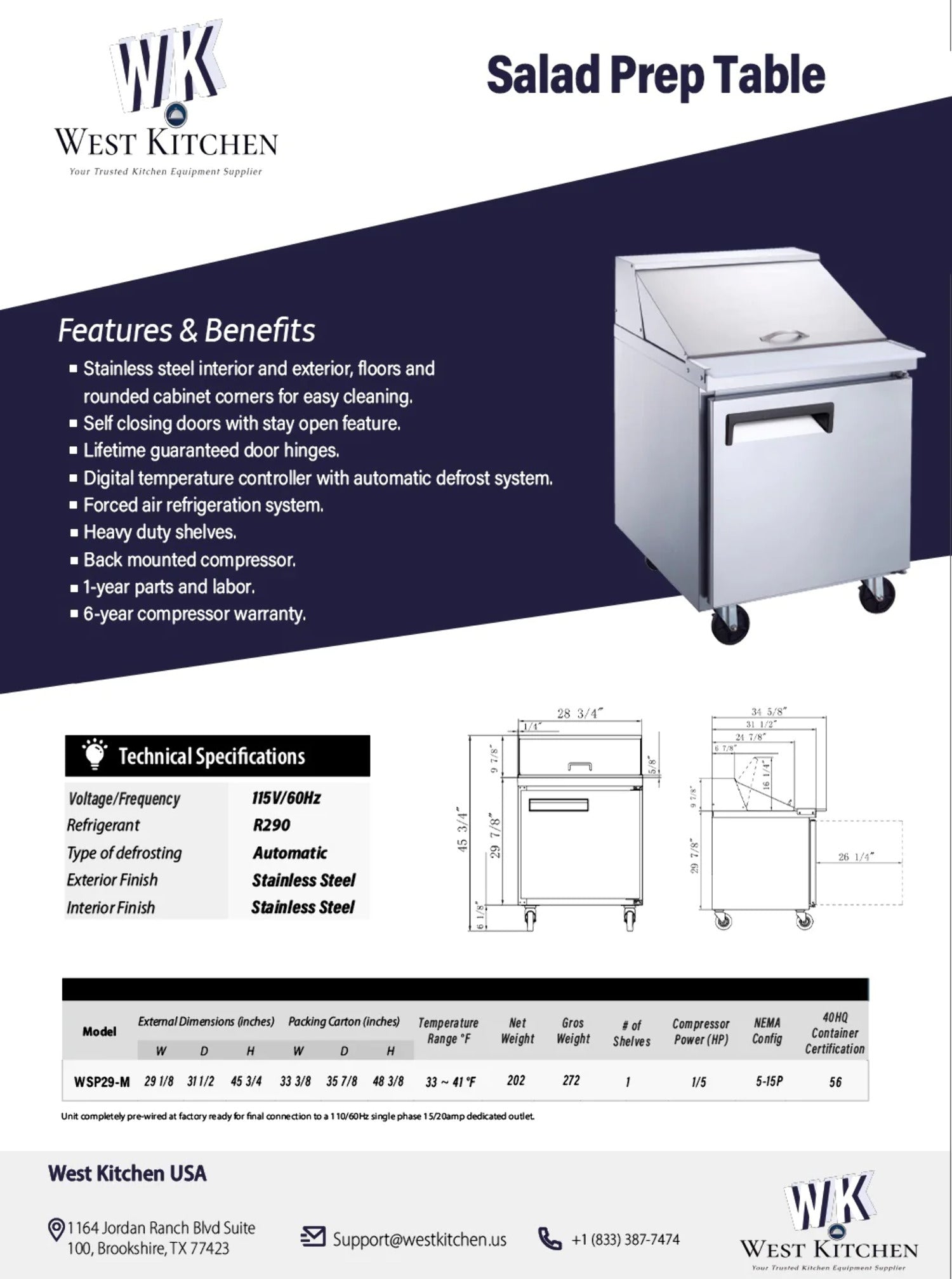 29 Megatop Refrigerated Sandwich Prep Table with 1 Door and 12 1/6 Pans M93606