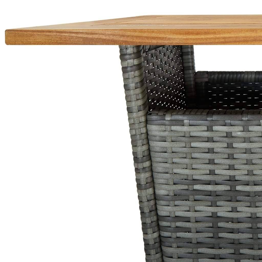 Gray Poly Rattan and Solid Acacia Wood Bar Table U2344