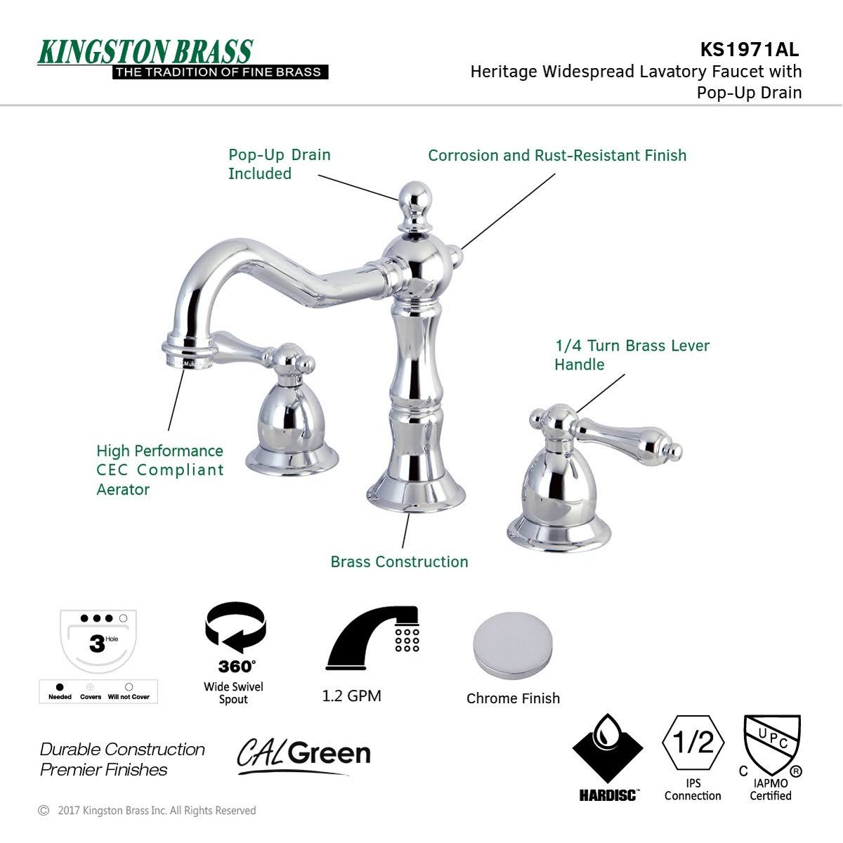 Polished Nickel Widespread Bathroom Faucet W28375