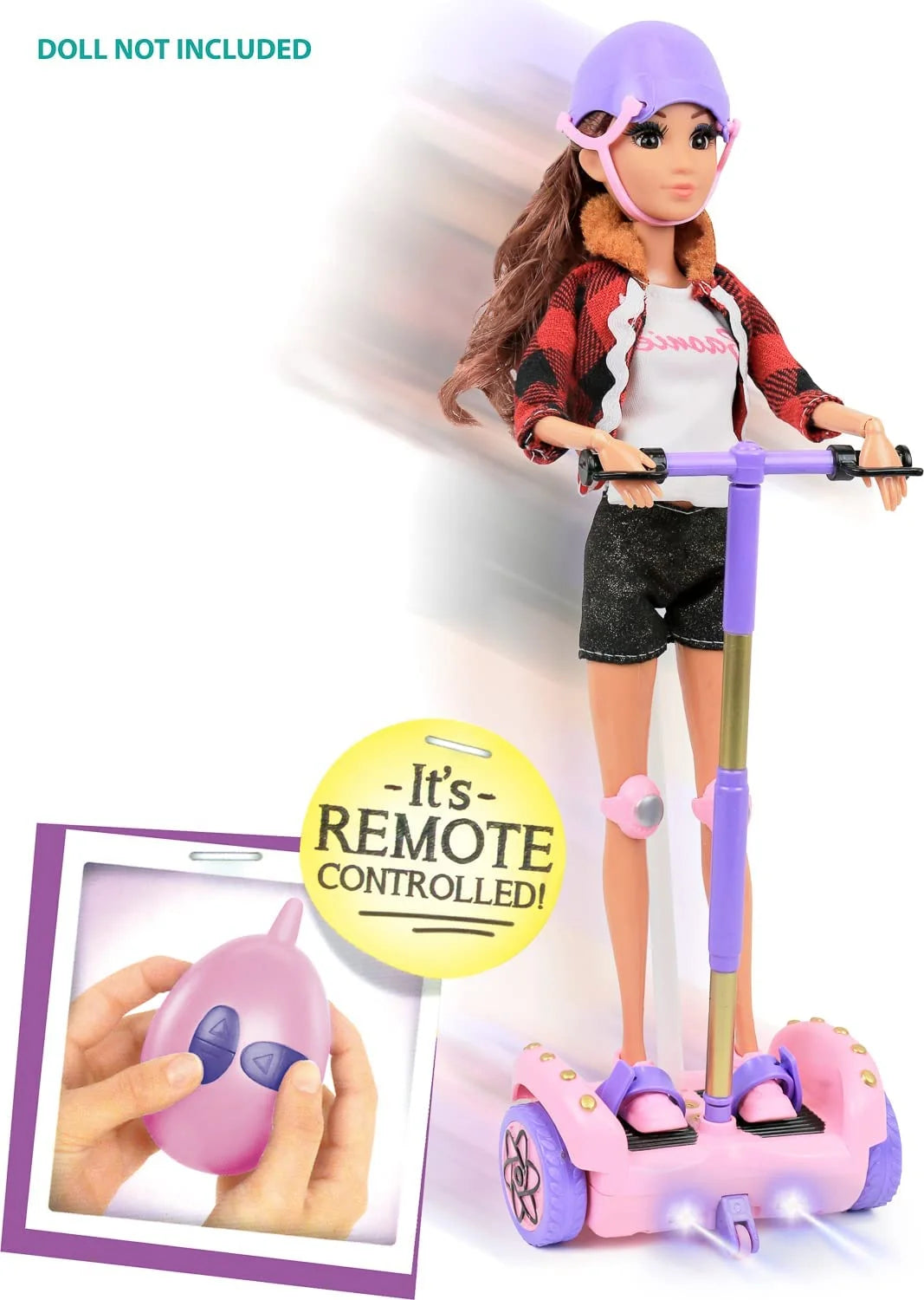 Pink Hoverboard with Helmet & Kneepad Accessories for 12" Dolls I345