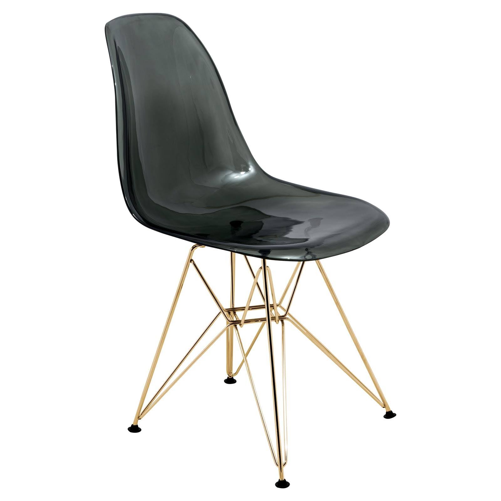 Transparent Black Molded Eiffel Dining Side Chair, Set of 2 V5002