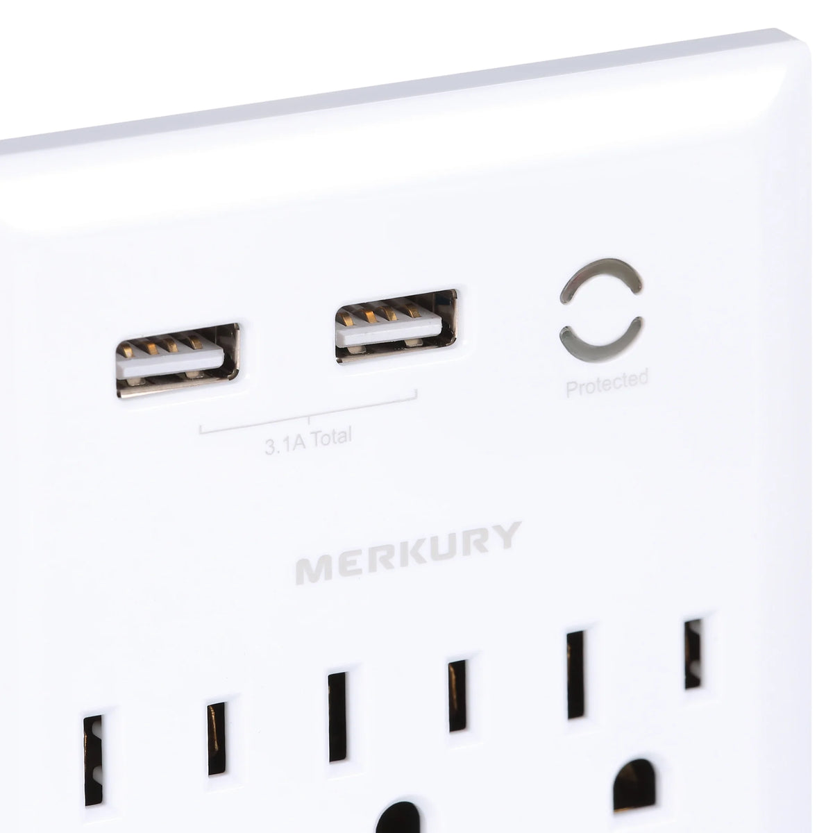 White 6-Outlet USB Wall Charger Extender with Phone Stand R90702