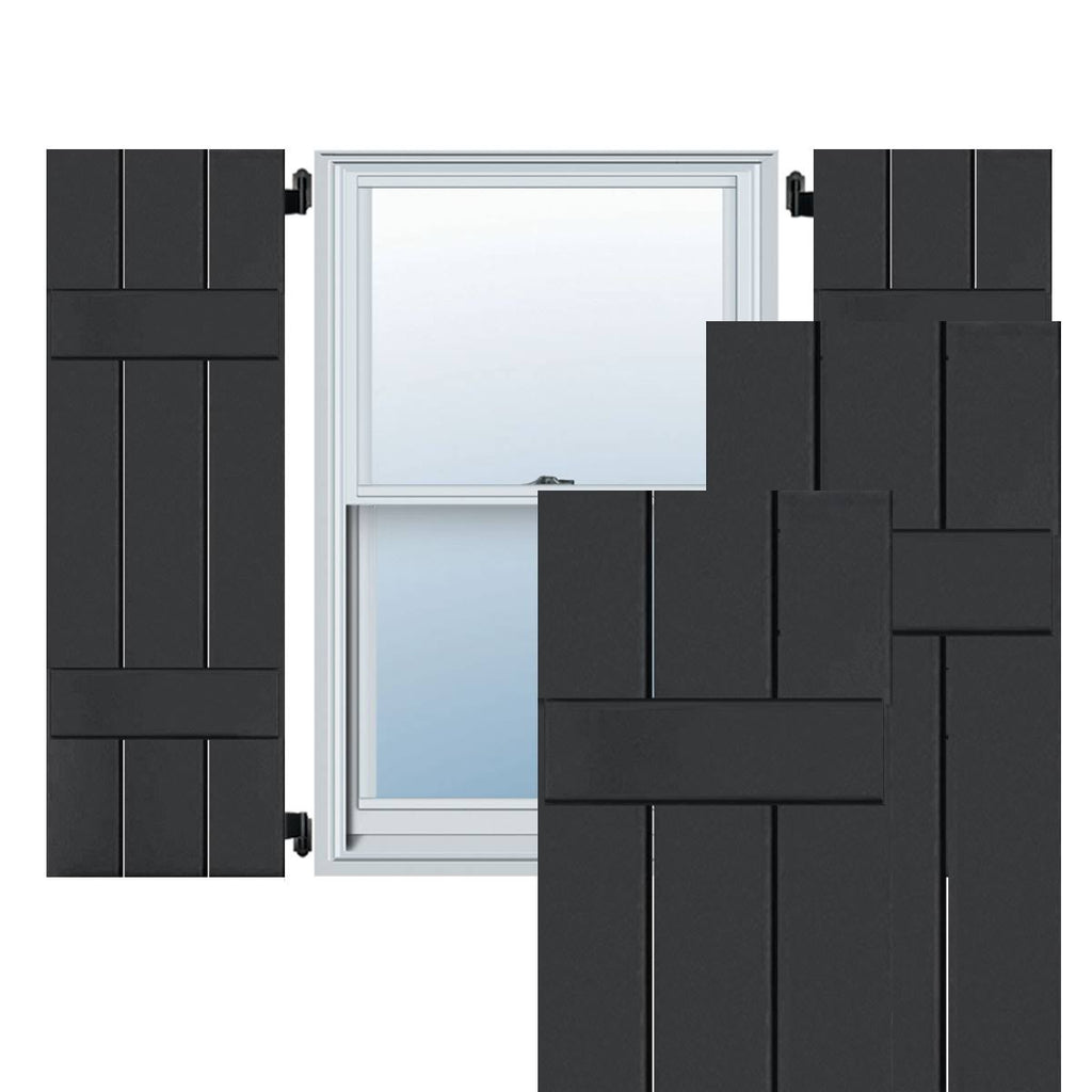 2-Pack Black Wood Exterior Shutters F490071