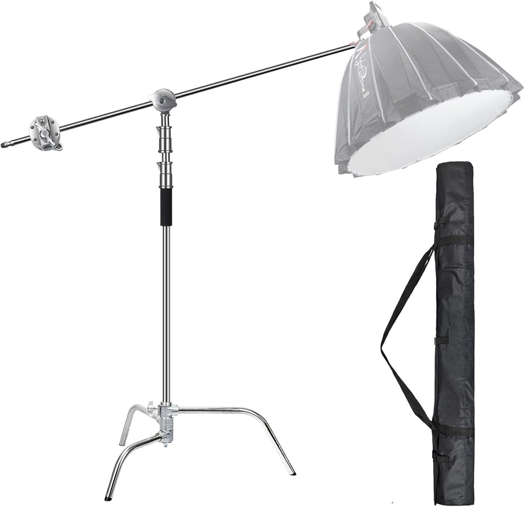 C Stand Heavy Duty 100% Metal Max 10.8ft/330cm with Holding Arm Boom Arm 2 Pcs Grip Head F978