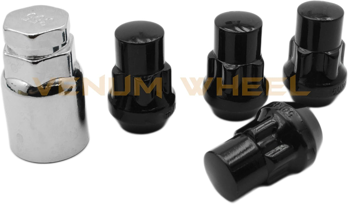 6x5.5 Black Hub Centric 2" Adapter 12x1.5 106mm Bore with 4 Wheel Security Locks A5793