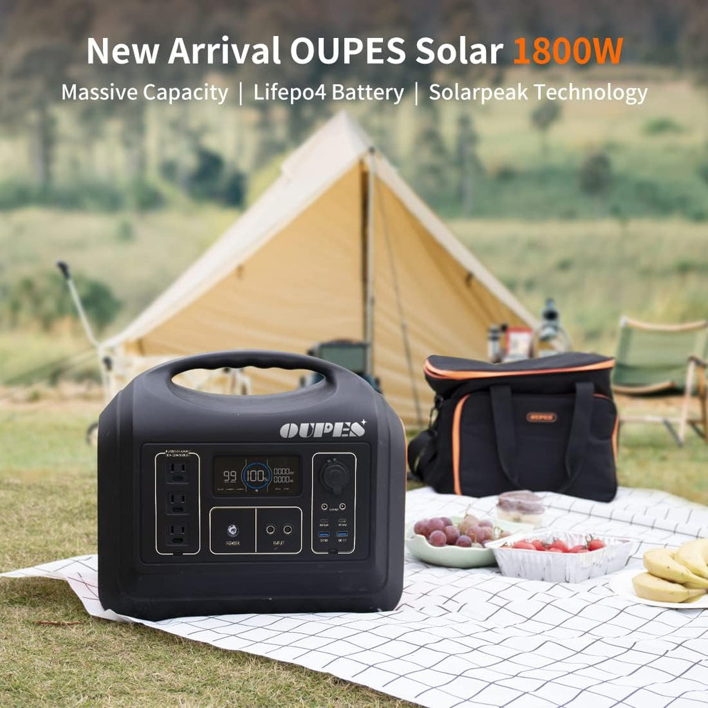 1800W/1488Wh Portable Power Station with 2 X 100W Foldable Solar Panel LiFePO4 Battery Z448