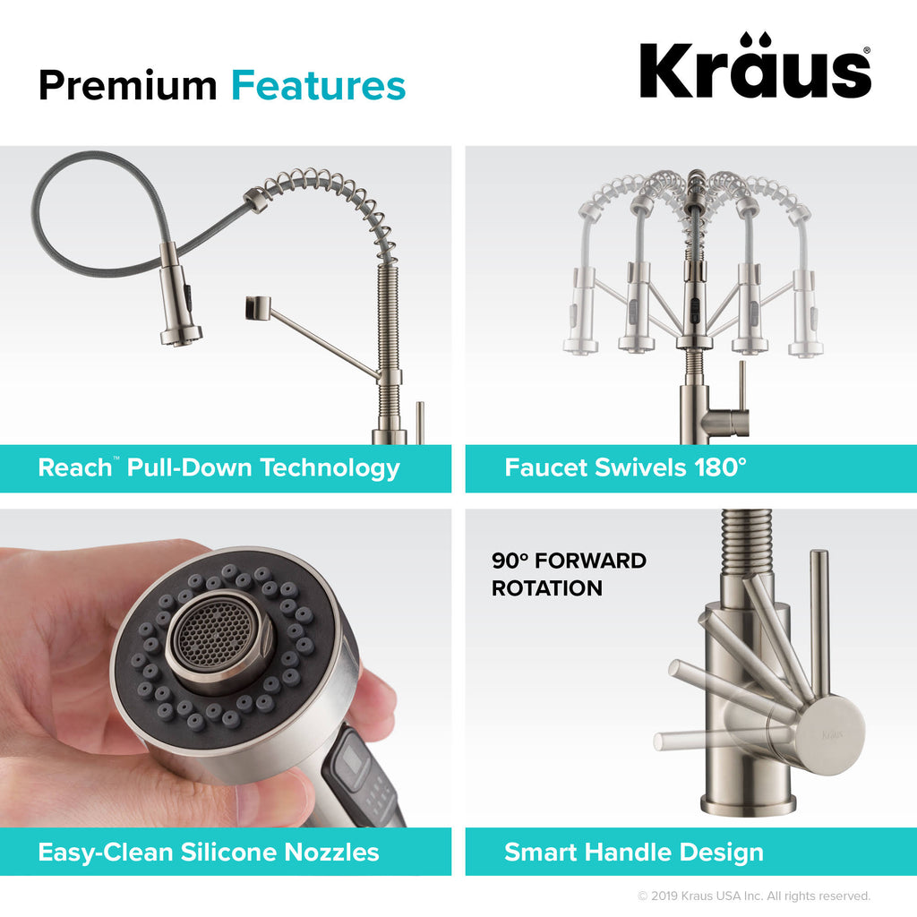 Commercial Kitchen Faucet with Soap Dispenser, Spot Free Stainless Steel V30502