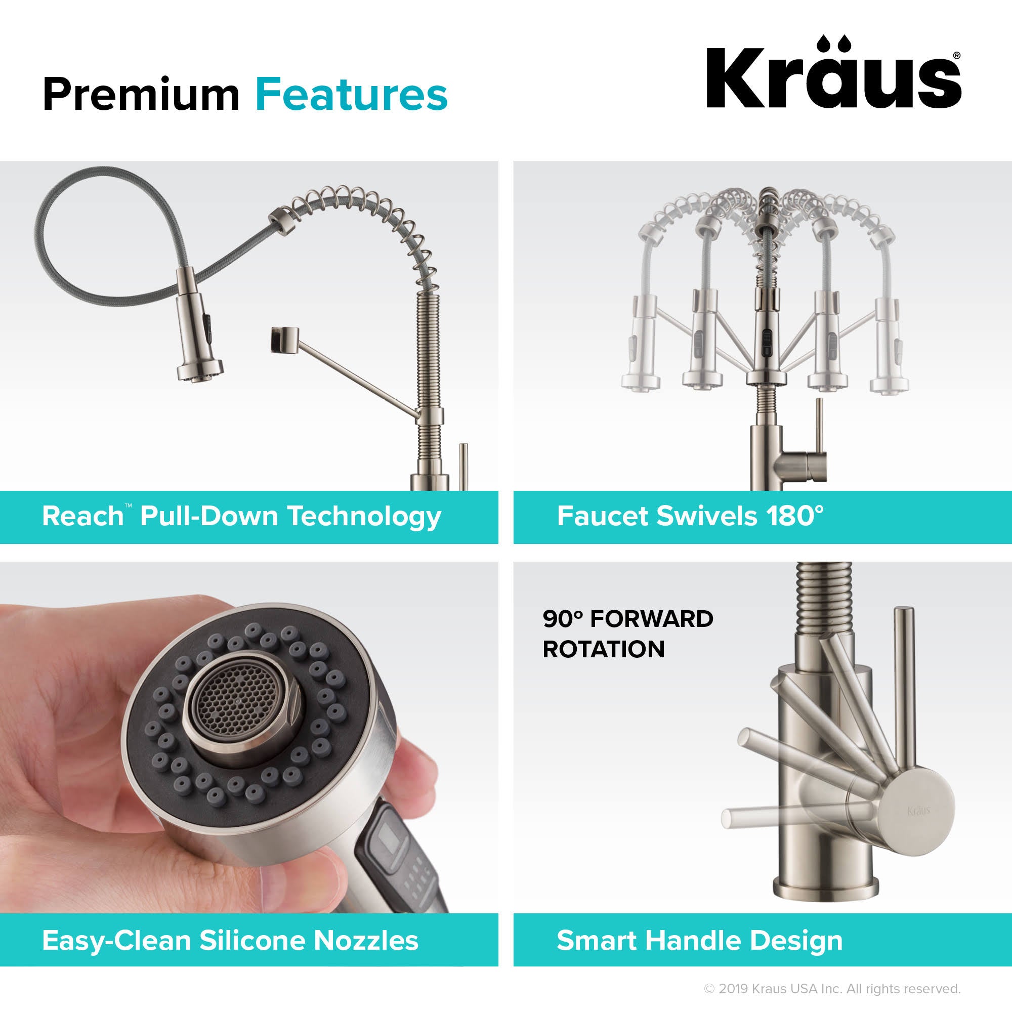 Commercial Kitchen Faucet with Soap Dispenser, Spot Free Stainless Steel V30502