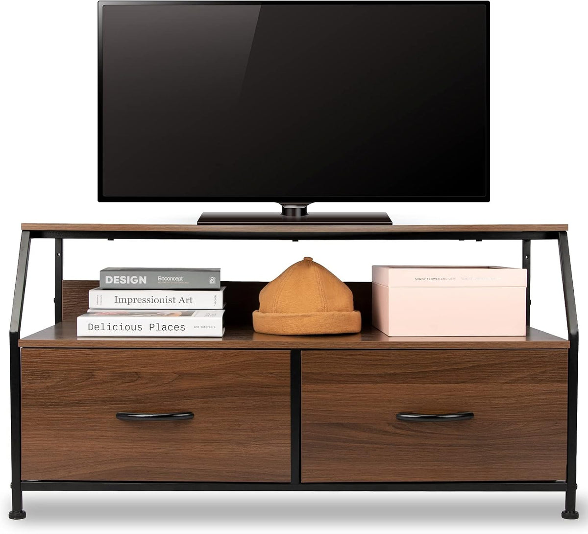 Dark Gray 8 Drawer Fabric Dresser with Wooden Top Z30464