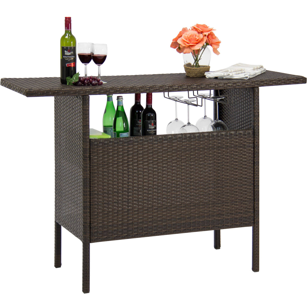 Brown Wicker Bar Counter Table A51269