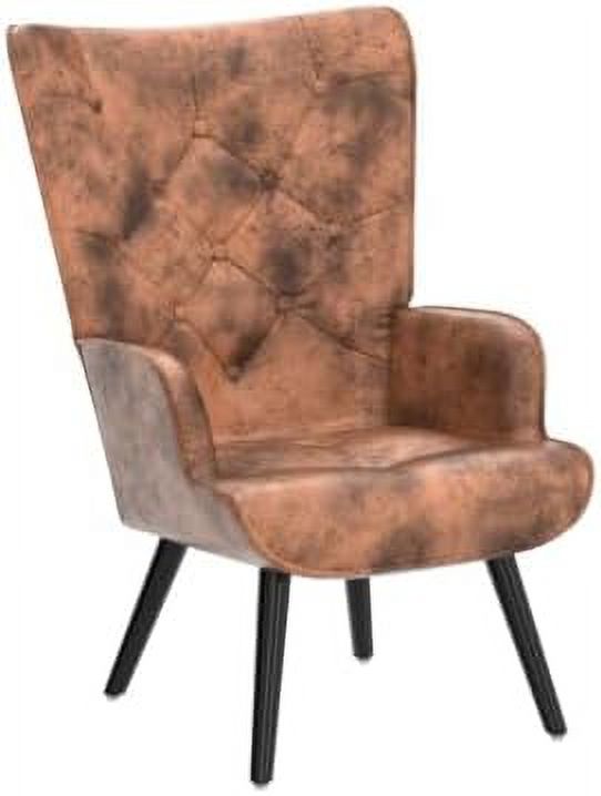 Microfiber Cushioned Wingback Armchairs Set I842