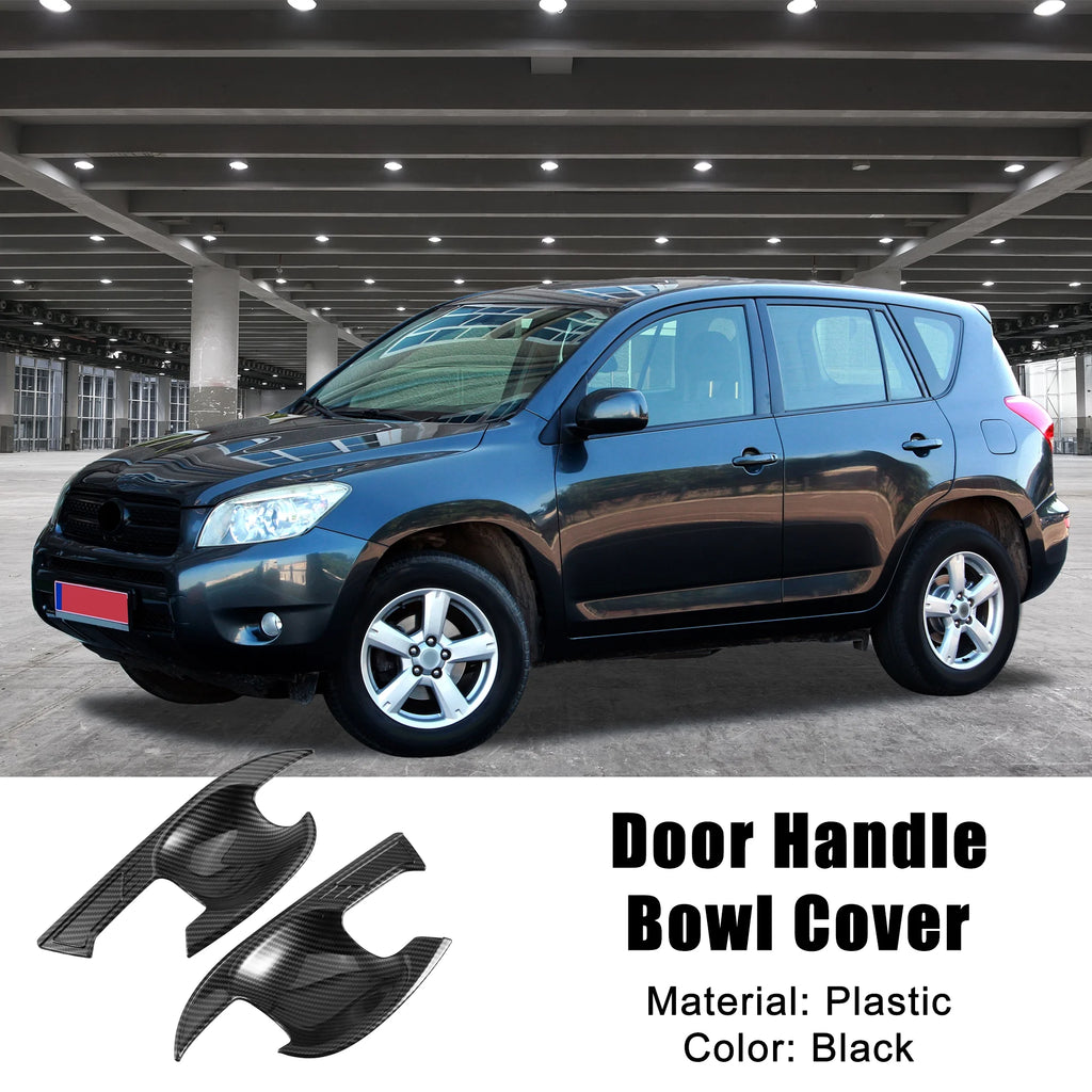 4 Pcs Carbon Fiber Pattern Black Door Handle Bowl Cover Trim Protector Z98853