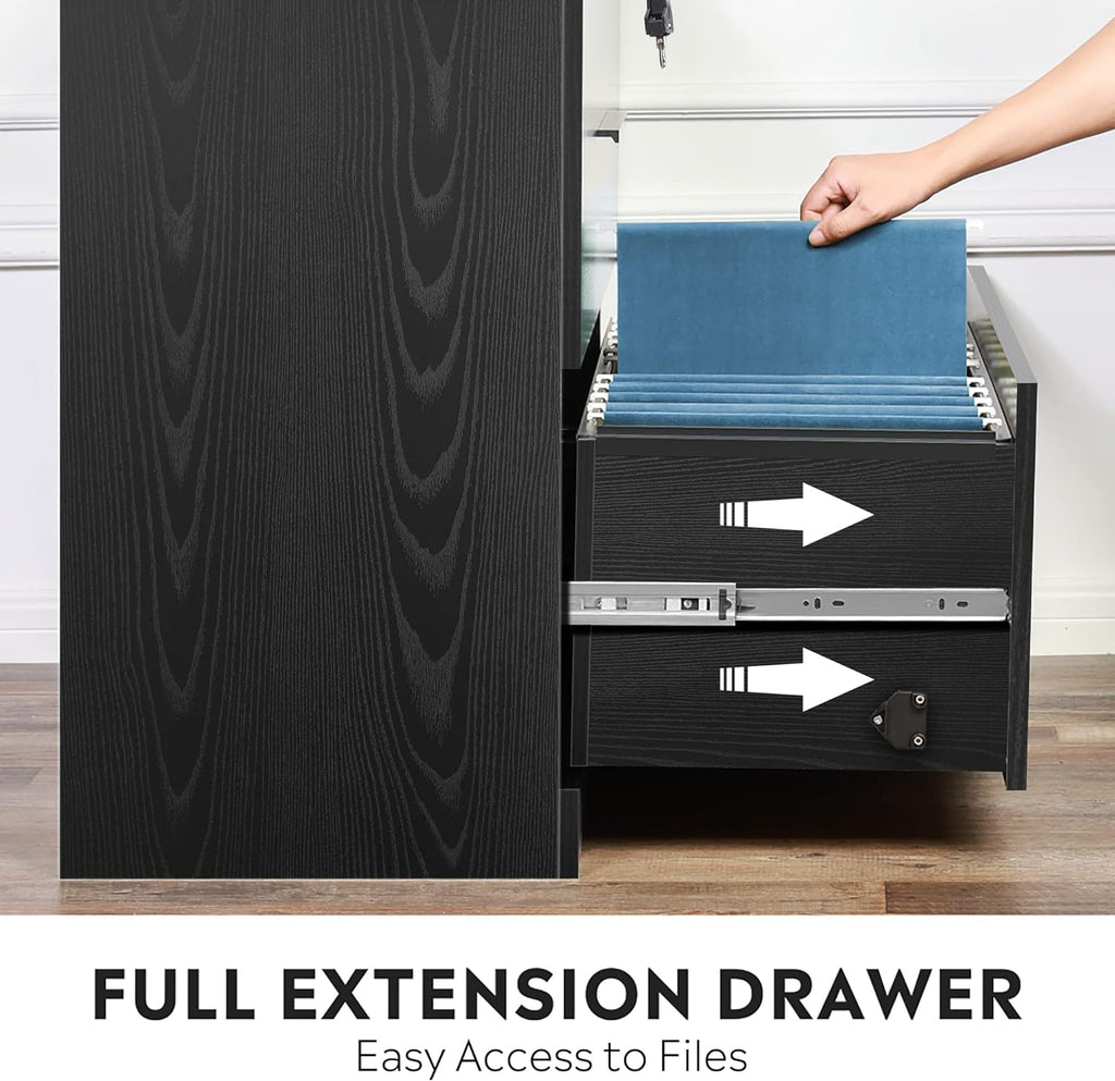 Black 2-Drawer Wood Lateral File Cabinet V351772