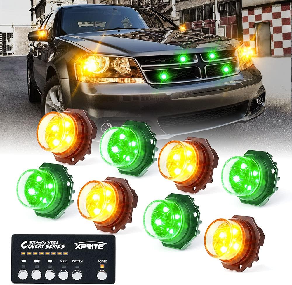 White Amber Yellow LED Hideaway Strobe Lights Kit 4 PCs B266938