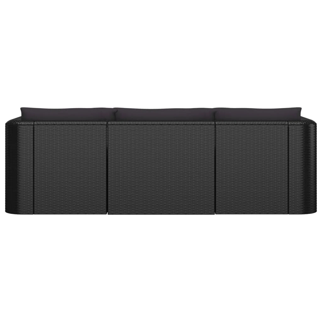 Black Poly Rattan Patio Sofa Set with Cushions O916